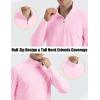 imageMAGCOMSEN Mens Long Sleeve Sun Shirts UPF 50 Tees 14 Zip Up Fishing Running Rash Guard TShirts Outdoor ShirtLight Pink