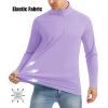 imageMAGCOMSEN Mens Long Sleeve Sun Shirts UPF 50 Tees 14 Zip Up Fishing Running Rash Guard TShirts Outdoor ShirtLight Purple