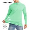 imageMAGCOMSEN Mens Long Sleeve Sun Shirts UPF 50 Tees 14 Zip Up Fishing Running Rash Guard TShirts Outdoor ShirtMint Green