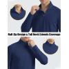 imageMAGCOMSEN Mens Long Sleeve Sun Shirts UPF 50 Tees 14 Zip Up Fishing Running Rash Guard TShirts Outdoor ShirtNavy