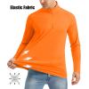 imageMAGCOMSEN Mens Long Sleeve Sun Shirts UPF 50 Tees 14 Zip Up Fishing Running Rash Guard TShirts Outdoor ShirtOrange