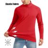 imageMAGCOMSEN Mens Long Sleeve Sun Shirts UPF 50 Tees 14 Zip Up Fishing Running Rash Guard TShirts Outdoor ShirtTomato Red