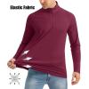 imageMAGCOMSEN Mens Long Sleeve Sun Shirts UPF 50 Tees 14 Zip Up Fishing Running Rash Guard TShirts Outdoor ShirtWine Red