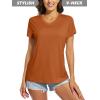 imageMAGCOMSEN Womens T Shirts VNeck Short Sleeve UPF 50 Sun Protection Performance Quick Dry Athletic Shirts Tee TopsDark Orange