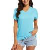 imageMAGCOMSEN Womens T Shirts VNeck Short Sleeve UPF 50 Sun Protection Performance Quick Dry Athletic Shirts Tee TopsLight Lake Blue
