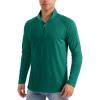imageMAGCOMSEN Mens Long Sleeve Sun Shirts UPF 50 Tees 14 Zip Up Fishing Running Rash Guard TShirts Outdoor ShirtEmerald Green