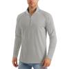 imageMAGCOMSEN Mens Long Sleeve Sun Shirts UPF 50 Tees 14 Zip Up Fishing Running Rash Guard TShirts Outdoor ShirtLight Grey