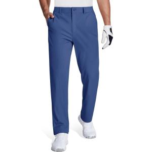 imageMAGCOMSEN Mens Golf Pants Stretch Dress Pants Quick Dry Water Resistant Lightweight Flat Front Work Pants Moisture WickingBlue Grey