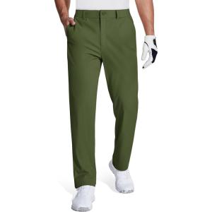 imageMAGCOMSEN Mens Golf Pants Stretch Dress Pants Quick Dry Water Resistant Lightweight Flat Front Work Pants Moisture WickingGreen