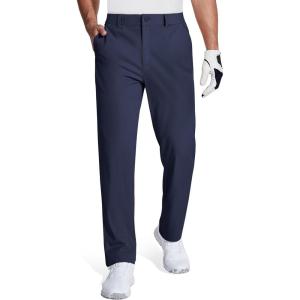 imageMAGCOMSEN Mens Golf Pants Stretch Dress Pants Quick Dry Water Resistant Lightweight Flat Front Work Pants Moisture WickingNavy