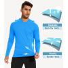 imageMAGCOMSEN Mens Hooded UPF 50 Sun Protection T Shirts Long Sleeve Athletic Fishing Shirts Rash GuardsAzure
