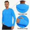 imageMAGCOMSEN Mens Hooded UPF 50 Sun Protection T Shirts Long Sleeve Athletic Fishing Shirts Rash GuardsAzure