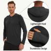 imageMAGCOMSEN Mens Hooded UPF 50 Sun Protection T Shirts Long Sleeve Athletic Fishing Shirts Rash GuardsBlack