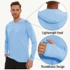imageMAGCOMSEN Mens Hooded UPF 50 Sun Protection T Shirts Long Sleeve Athletic Fishing Shirts Rash GuardsBlue