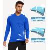 imageMAGCOMSEN Mens Hooded UPF 50 Sun Protection T Shirts Long Sleeve Athletic Fishing Shirts Rash GuardsBright Blue
