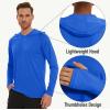 imageMAGCOMSEN Mens Hooded UPF 50 Sun Protection T Shirts Long Sleeve Athletic Fishing Shirts Rash GuardsBright Blue
