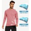 imageMAGCOMSEN Mens Hooded UPF 50 Sun Protection T Shirts Long Sleeve Athletic Fishing Shirts Rash GuardsGrey Pink