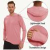 imageMAGCOMSEN Mens Hooded UPF 50 Sun Protection T Shirts Long Sleeve Athletic Fishing Shirts Rash GuardsGrey Pink