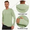 imageMAGCOMSEN Mens Hooded UPF 50 Sun Protection T Shirts Long Sleeve Athletic Fishing Shirts Rash GuardsLight Green