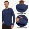 imageMAGCOMSEN Mens Hooded UPF 50 Sun Protection T Shirts Long Sleeve Athletic Fishing Shirts Rash GuardsNavy