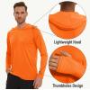 imageMAGCOMSEN Mens Hooded UPF 50 Sun Protection T Shirts Long Sleeve Athletic Fishing Shirts Rash GuardsOrange