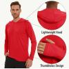 imageMAGCOMSEN Mens Hooded UPF 50 Sun Protection T Shirts Long Sleeve Athletic Fishing Shirts Rash GuardsTomato Red