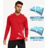 imageMAGCOMSEN Mens Hooded UPF 50 Sun Protection T Shirts Long Sleeve Athletic Fishing Shirts Rash GuardsTomato Red