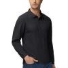 imageMAGCOMSEN Mens Polo Shirts 3 Button Quick Dry Performance Long Sleeve Tactical Shirts Pique Jersey Golf ShirtBlack
