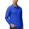 imageMAGCOMSEN Mens Polo Shirts 3 Button Quick Dry Performance Long Sleeve Tactical Shirts Pique Jersey Golf ShirtBlue