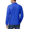 imageMAGCOMSEN Mens Polo Shirts 3 Button Quick Dry Performance Long Sleeve Tactical Shirts Pique Jersey Golf ShirtBlue