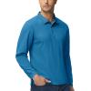 imageMAGCOMSEN Mens Polo Shirts 3 Button Quick Dry Performance Long Sleeve Tactical Shirts Pique Jersey Golf ShirtBlue Green