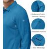 imageMAGCOMSEN Mens Polo Shirts 3 Button Quick Dry Performance Long Sleeve Tactical Shirts Pique Jersey Golf ShirtBlue Green