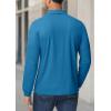 imageMAGCOMSEN Mens Polo Shirts 3 Button Quick Dry Performance Long Sleeve Tactical Shirts Pique Jersey Golf ShirtBlue Green