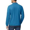 imageMAGCOMSEN Mens Polo Shirts 3 Button Quick Dry Performance Long Sleeve Tactical Shirts Pique Jersey Golf ShirtBlue Green