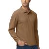 imageMAGCOMSEN Mens Polo Shirts 3 Button Quick Dry Performance Long Sleeve Tactical Shirts Pique Jersey Golf ShirtBrown