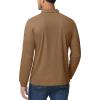 imageMAGCOMSEN Mens Polo Shirts 3 Button Quick Dry Performance Long Sleeve Tactical Shirts Pique Jersey Golf ShirtBrown