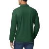 imageMAGCOMSEN Mens Polo Shirts 3 Button Quick Dry Performance Long Sleeve Tactical Shirts Pique Jersey Golf ShirtDark Green