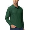 imageMAGCOMSEN Mens Polo Shirts 3 Button Quick Dry Performance Long Sleeve Tactical Shirts Pique Jersey Golf ShirtDark Green