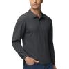 imageMAGCOMSEN Mens Polo Shirts 3 Button Quick Dry Performance Long Sleeve Tactical Shirts Pique Jersey Golf ShirtDarkgrey