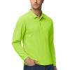 imageMAGCOMSEN Mens Polo Shirts 3 Button Quick Dry Performance Long Sleeve Tactical Shirts Pique Jersey Golf ShirtFlourescent Green