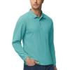imageMAGCOMSEN Mens Polo Shirts 3 Button Quick Dry Performance Long Sleeve Tactical Shirts Pique Jersey Golf ShirtGrey Green