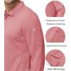 imageMAGCOMSEN Mens Polo Shirts 3 Button Quick Dry Performance Long Sleeve Tactical Shirts Pique Jersey Golf ShirtGrey Pink