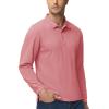 imageMAGCOMSEN Mens Polo Shirts 3 Button Quick Dry Performance Long Sleeve Tactical Shirts Pique Jersey Golf ShirtGrey Pink