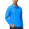 imageMAGCOMSEN Mens Polo Shirts 3 Button Quick Dry Performance Long Sleeve Tactical Shirts Pique Jersey Golf ShirtHorizon Blue