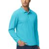imageMAGCOMSEN Mens Polo Shirts 3 Button Quick Dry Performance Long Sleeve Tactical Shirts Pique Jersey Golf ShirtIce Blue