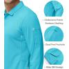 imageMAGCOMSEN Mens Polo Shirts 3 Button Quick Dry Performance Long Sleeve Tactical Shirts Pique Jersey Golf ShirtIce Blue