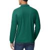 imageMAGCOMSEN Mens Polo Shirts 3 Button Quick Dry Performance Long Sleeve Tactical Shirts Pique Jersey Golf ShirtJade Green