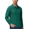 imageMAGCOMSEN Mens Polo Shirts 3 Button Quick Dry Performance Long Sleeve Tactical Shirts Pique Jersey Golf ShirtJade Green