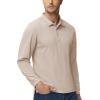 imageMAGCOMSEN Mens Polo Shirts 3 Button Quick Dry Performance Long Sleeve Tactical Shirts Pique Jersey Golf ShirtKhaki