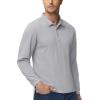 imageMAGCOMSEN Mens Polo Shirts 3 Button Quick Dry Performance Long Sleeve Tactical Shirts Pique Jersey Golf ShirtLight Grey